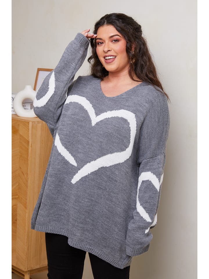 Curvy Lady Sweter w kolorze szarym rozmiar: 48/50