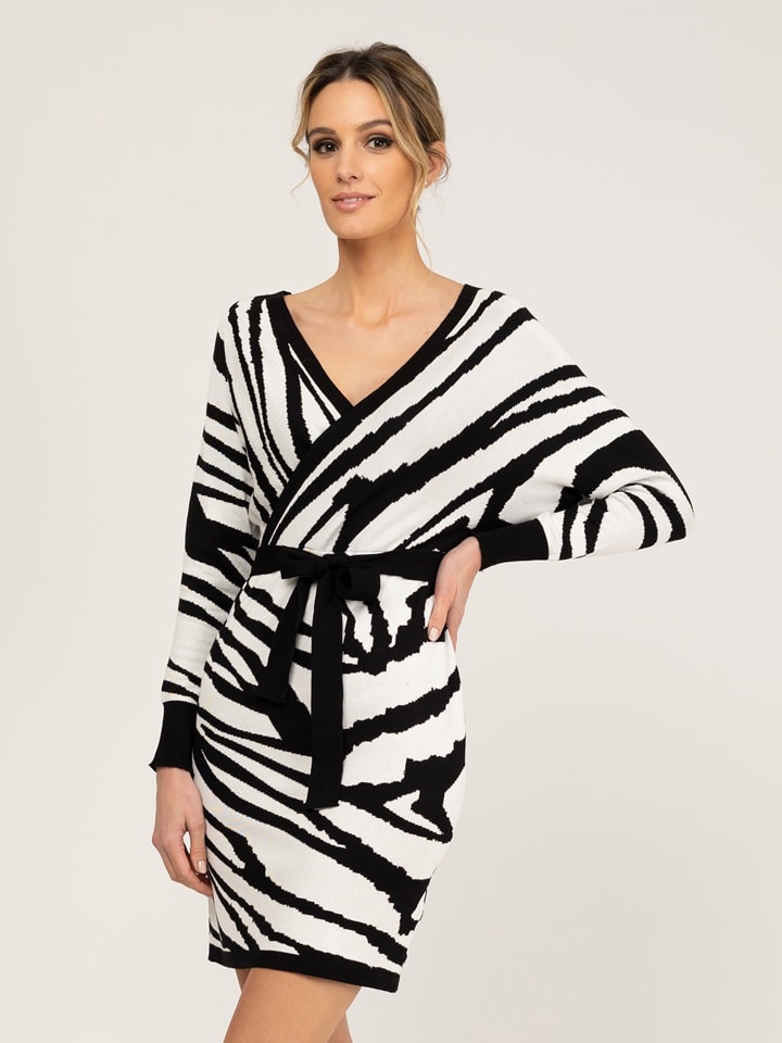 Tantra Sukienka dzianinowa w kolorze biało-czarnym rozmiar: S