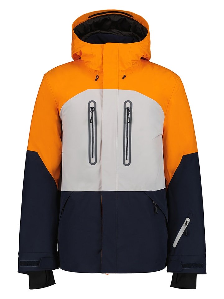 Kurtka narciarska "Carbon" w kolorze biało-granatowo-pomarańczowym