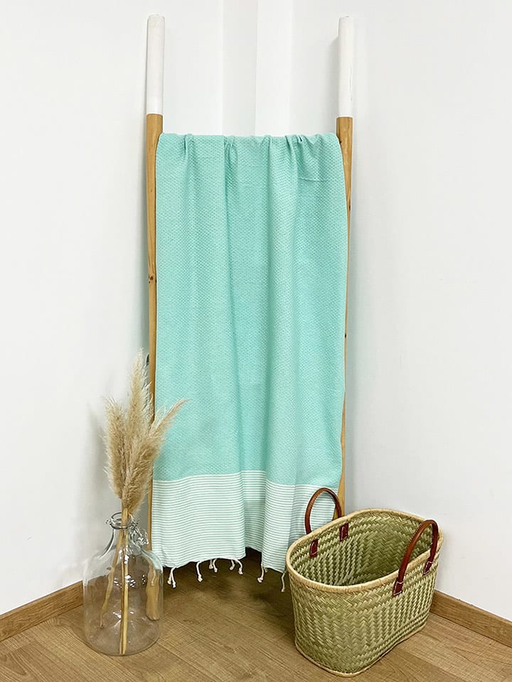 Le Comptoir de la Plage Fouta "Mikanda" w kolorze turkusowym - 200 x 100 cm rozmiar: onesize