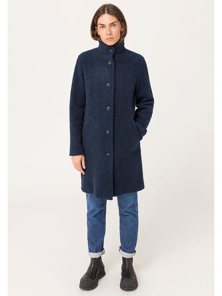 Hessnatur Wełniany płaszcz w kolorze granatowym rozmiar: 42