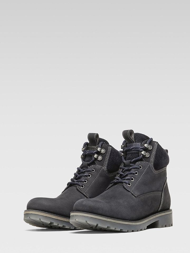 Skórzane trzewiki w kolorze granatowym