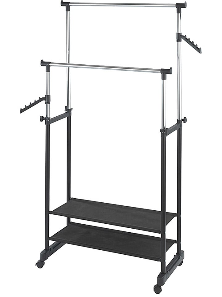 Wenko Stojak "All In" w kolorze srebrno-czarnym a ubrania - 89,5 x 169 x 43 cm rozmiar: onesize