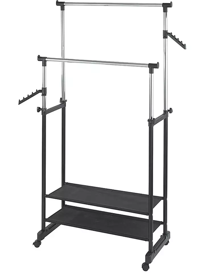 Wenko Stojak "All In" w kolorze srebrno-czarnym a ubrania - 89,5 x 169 x 43 cm rozmiar: onesize