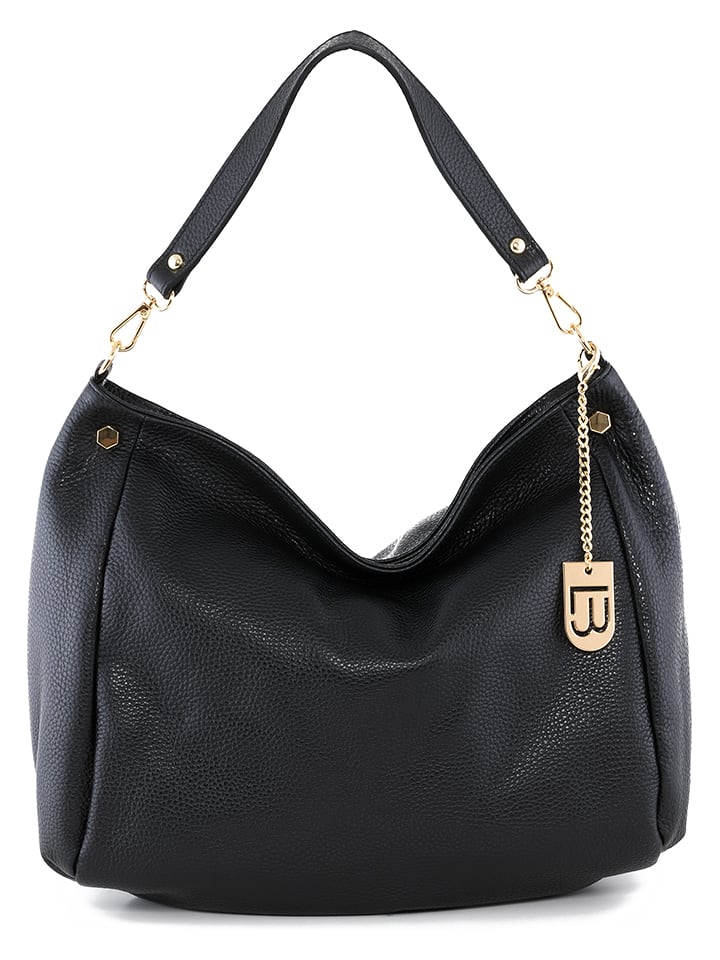 Skórzana torebka "Licata" w kolorze czarnym - 33 x 26 x 14 cm