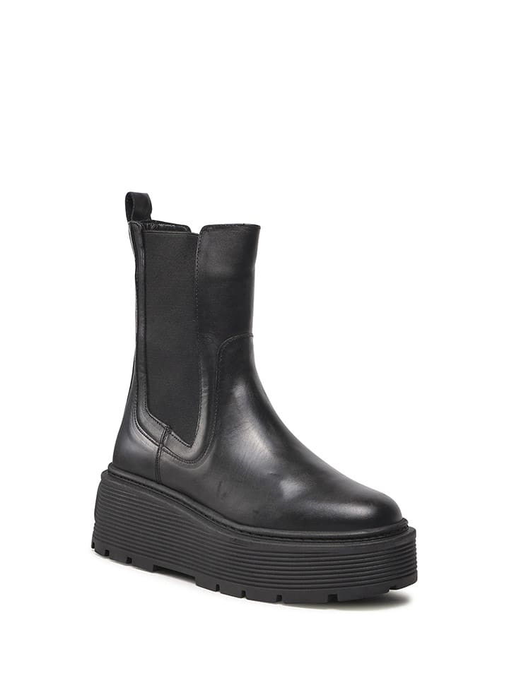 Skórzane sztyblety w kolorze czarnym