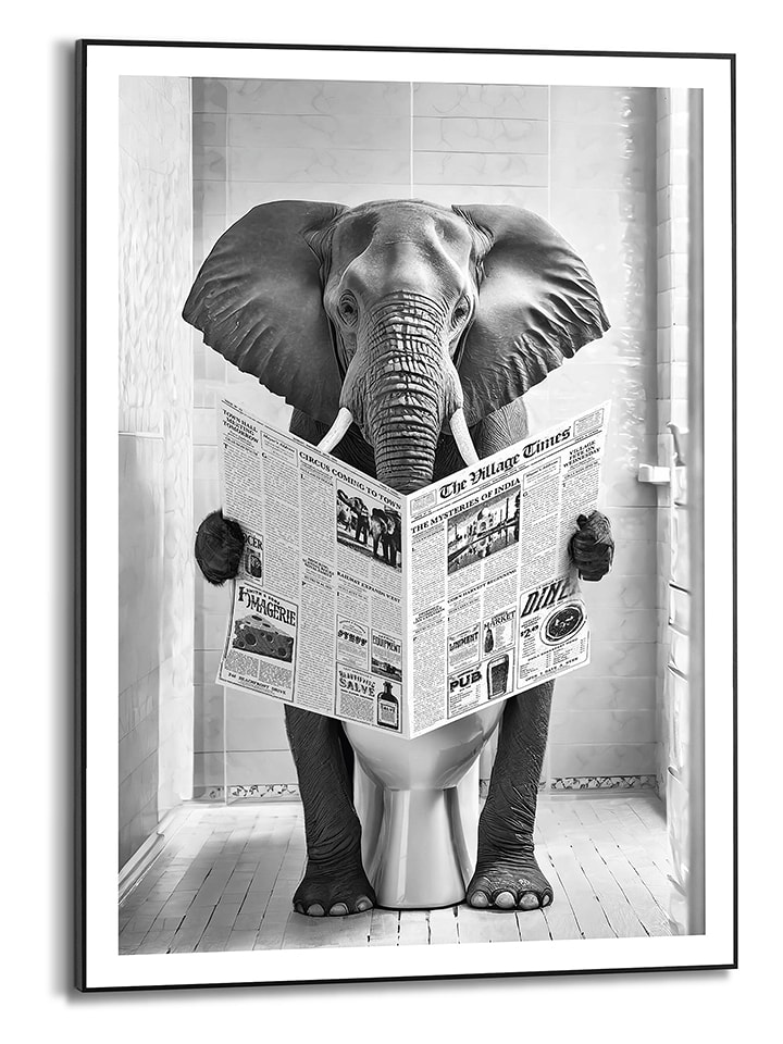 Orangewallz Druk artystyczny "Elephant Toilet" w ramce rozmiar: 50x70 cm
