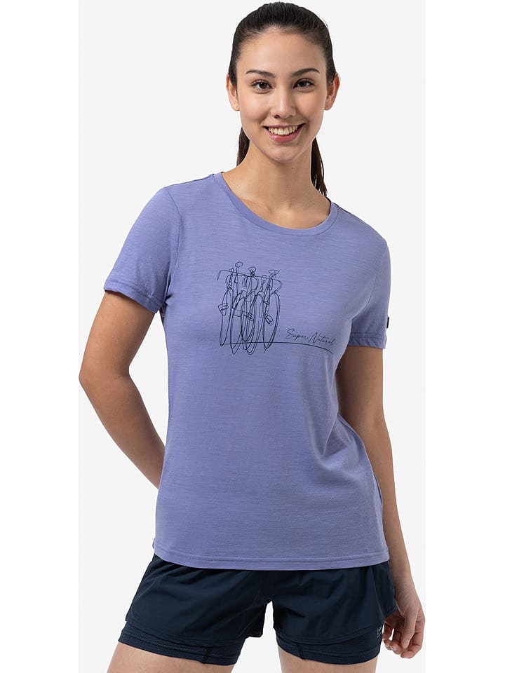 super.natural Koszulka "Bike Art" w kolorze niebieskim rozmiar: XS