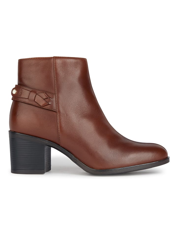 Geox Skórzane botki "Asheel" w kolorze jasnobrązowym na obcasie rozmiar: 36