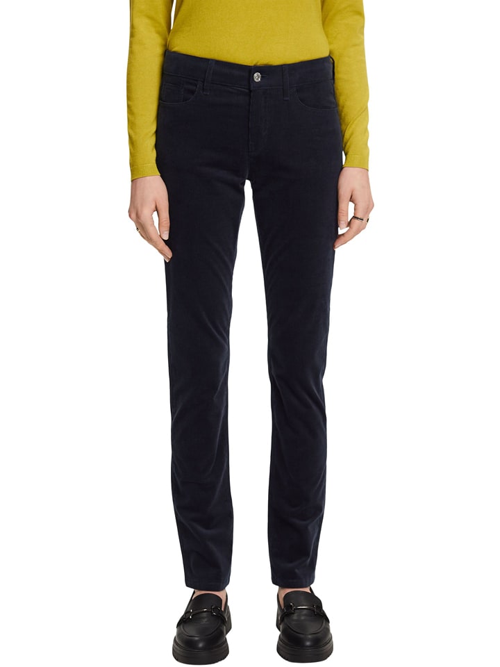 ESPRIT Spodnie sztruksowe w kolorze granatowym rozmiar: W26/L32