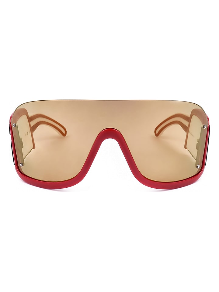 GCDS Okulary przeciwsłoneczne unisex w kolorze czerwono-czarno-jasnobrązowym rozmiar: onesize