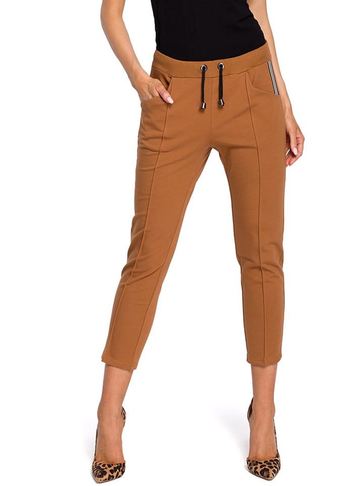 made of emotion Spodnie w kolorze jasnobrązowym rozmiar: M