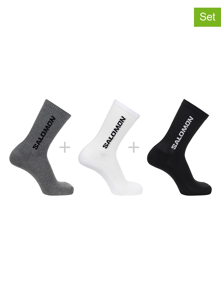 SALOMON Skarpety funkcyjne (3 pary) "Everyday Crew" w kolorze czarnym rozmiar: 36-38