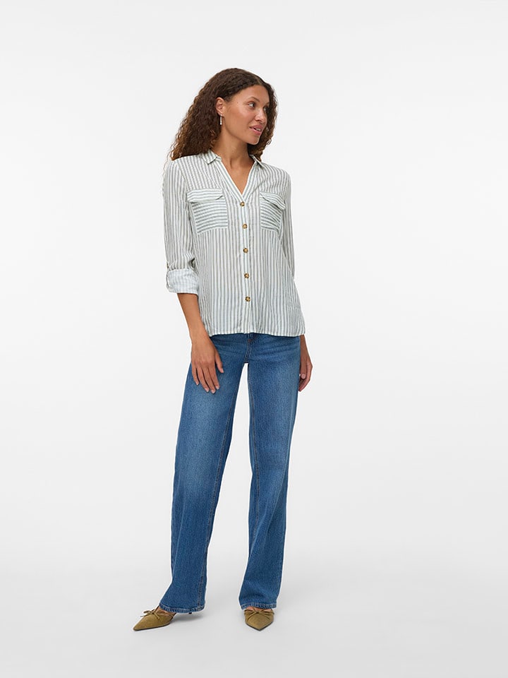 Vero Moda Koszula w kolorze biało-zielonym rozmiar: M