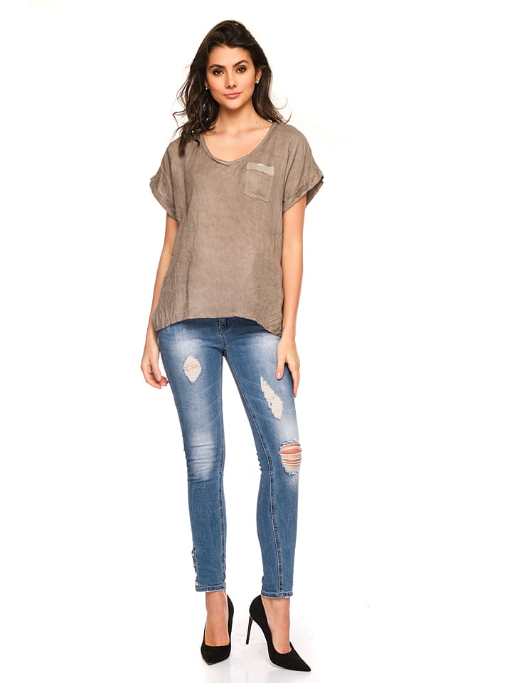 Joséfine Lniana koszulka "Bello" w kolorze szarobrązowym rozmiar: 3XL