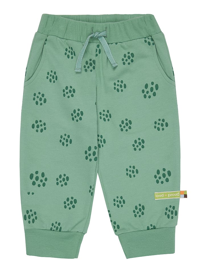 loud + proud Spodnie dresowe w kolorze zielonym rozmiar: 86/92