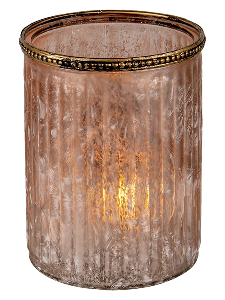 Clayre & Eef Świecznik w kolorze jasnoróżowym na podgrzewacze - wys. 14 x Ø 11 cm rozmiar: onesize