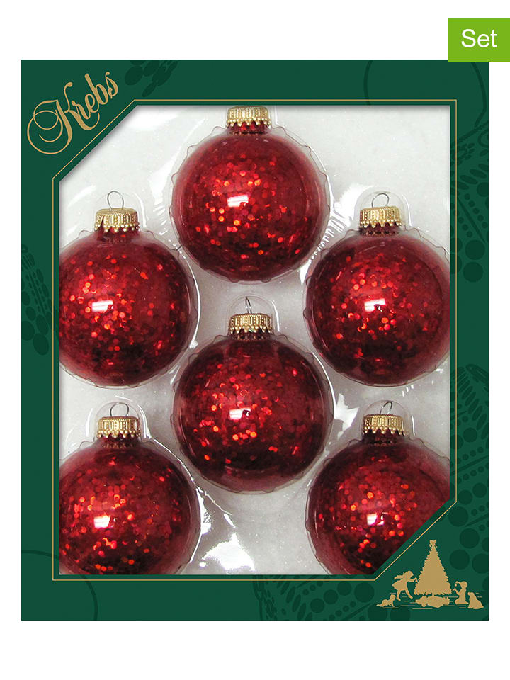 Krebs Glas Lauscha Bombki (6 szt.) w kolorze czerwonym rozmiar: onesize