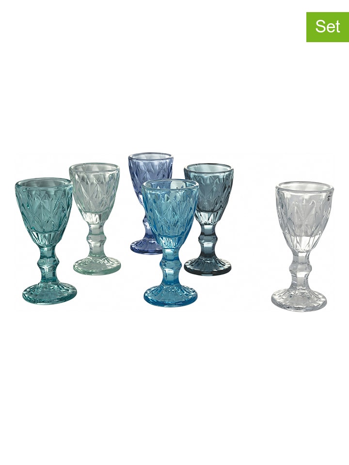Villa d´Este Kieliszki (6 szt.) "Prisma" w kolorze niebiesko-turkusowym - 40 ml rozmiar: onesize