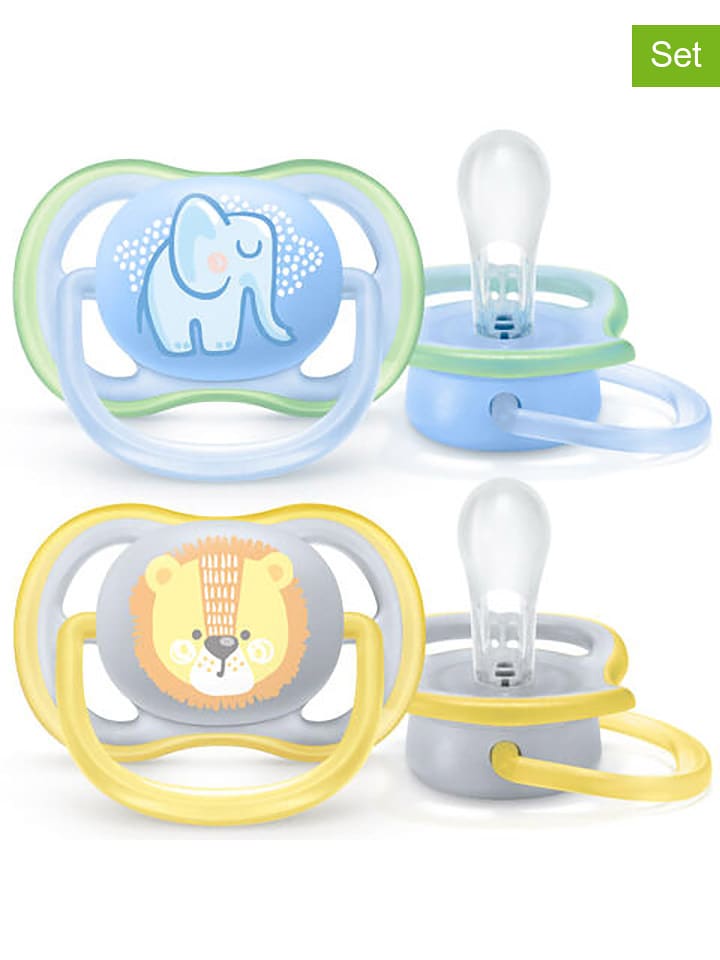 Smoczki (2 szt.) w kolorze niebiesko-żółtym - rozm.1