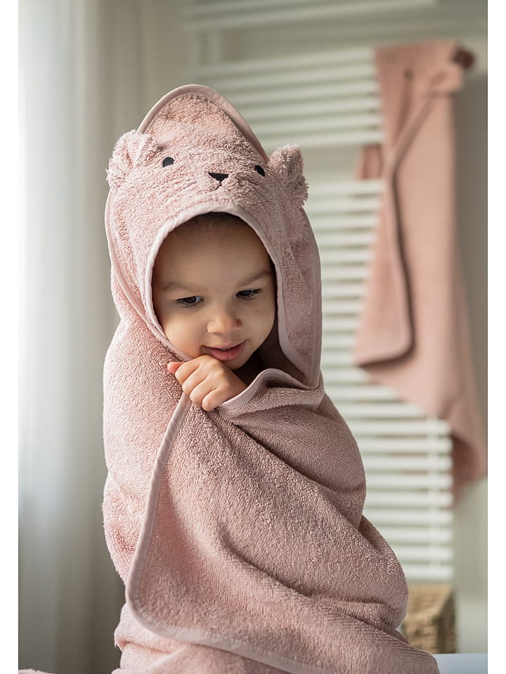 Kindsgut Ręcznik "Cat" w kolorze jasnoróżowym z kapturem - 75 x 75 cm rozmiar: onesize