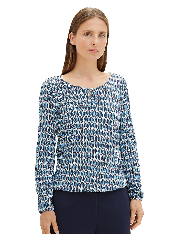 Tom Tailor Bluzka w kolorze niebiesko-białym rozmiar: XL