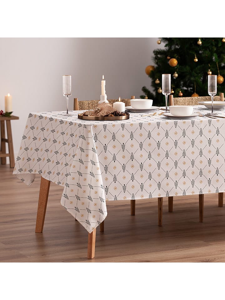 Mint Rugs Obrus "Christmas Maria" w kolorze biało-czarno-złotym rozmiar: 155x350 cm