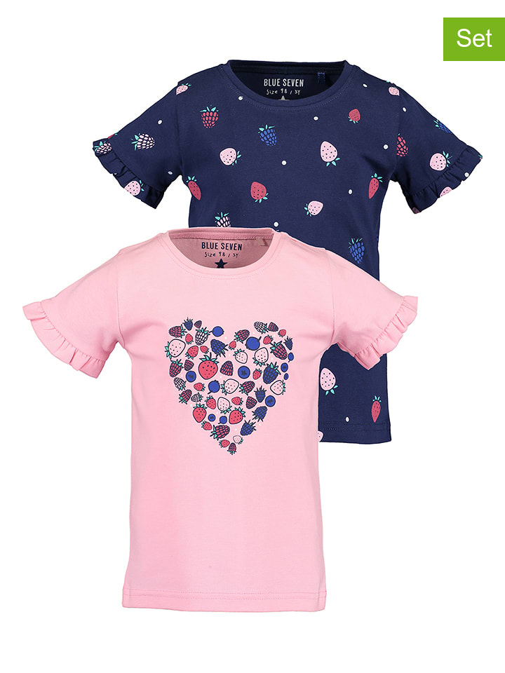 Blue Seven Koszulki (2 szt.) w kolorze jasnoróżowym i granatowym rozmiar: 92