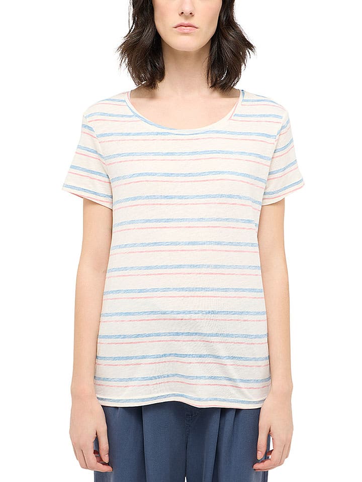 Mustang Koszulka w kolorze błękitno-jasnoróżowym rozmiar: S