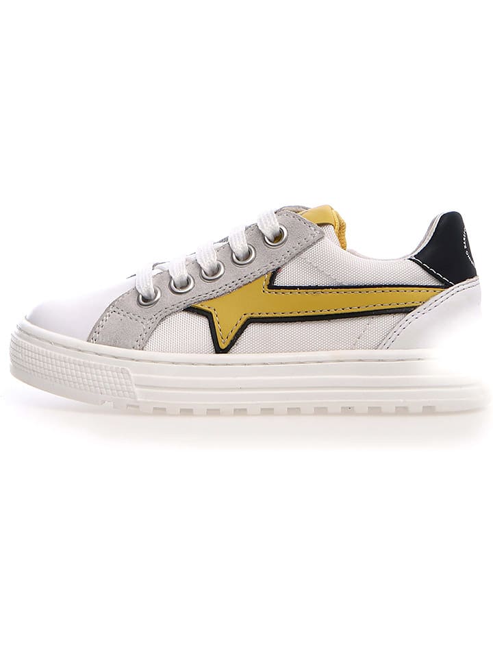 Naturino Skórzane sneakersy w kolorze biało-żółtym rozmiar: 32