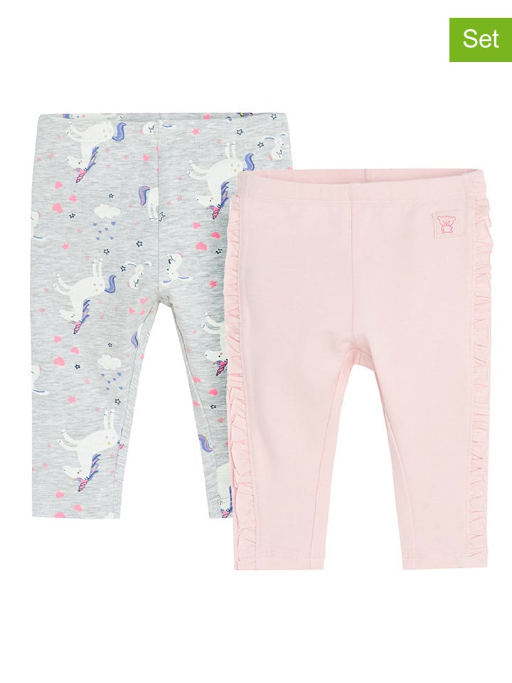 COOL CLUB Legginsy (2 pary) w kolorze jasnoróżowym i szarym rozmiar: 92