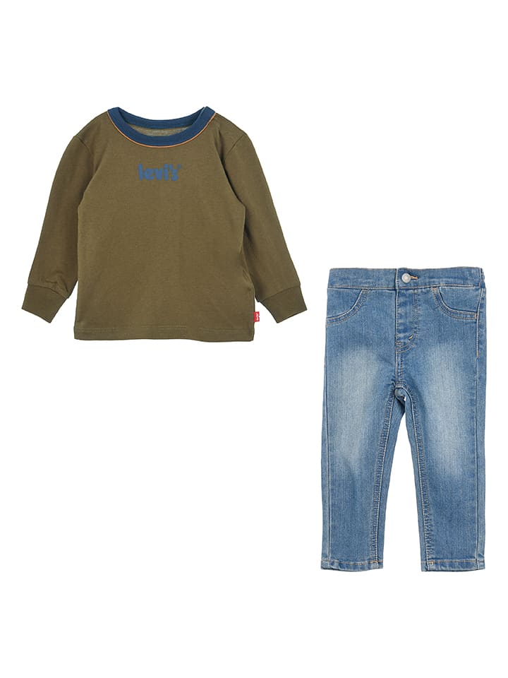 Levi's Kids 2-częściowy zestaw w kolorze oliwkowo-niebieskim rozmiar: 86