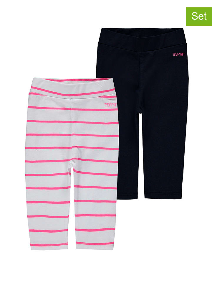 Legginsy (2 pary) w kolorze czarnym i różowym