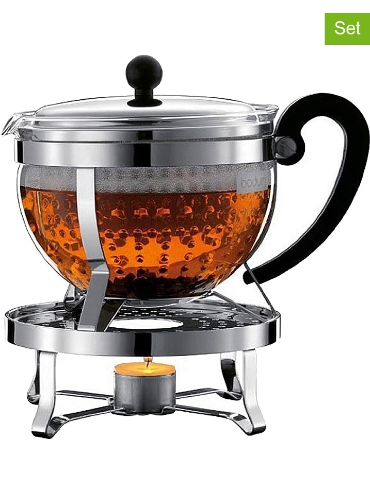 bodum 2-częściowy zestaw "Chambord" w kolorze czarno-srebrnym do herbaty - 1,3 l rozmiar: onesize