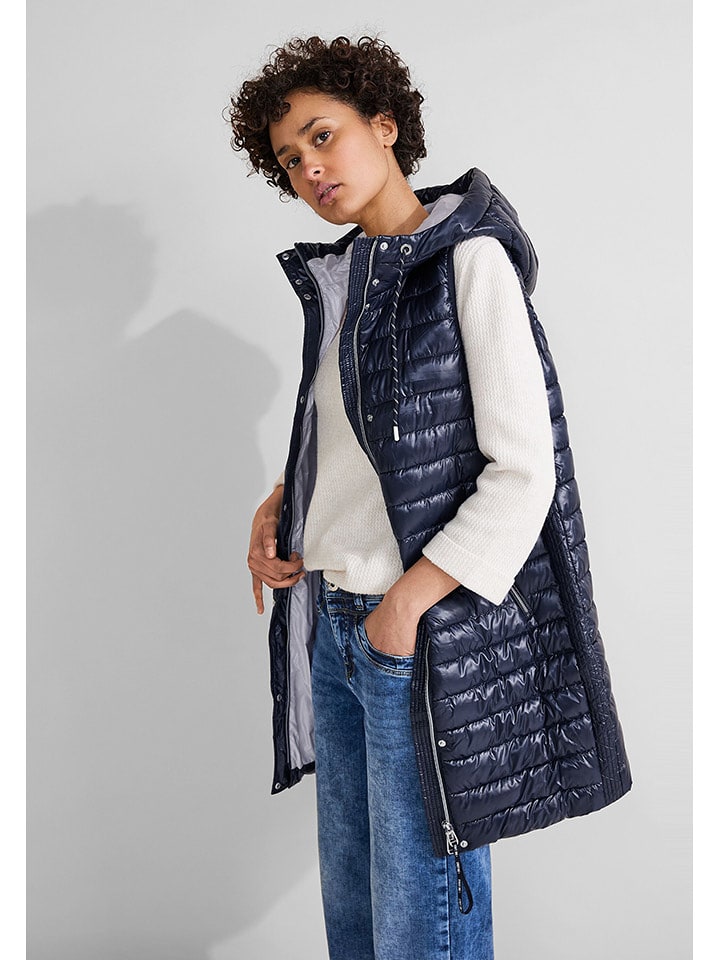 Street One Kamizelka pikowana w kolorze granatowym rozmiar: 36