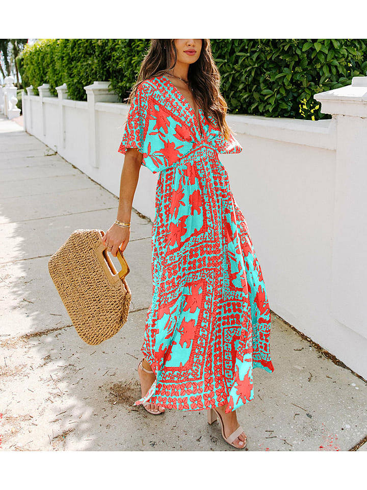 LA Angels Sukienka w kolorze turkusowo-czerwonym rozmiar: S