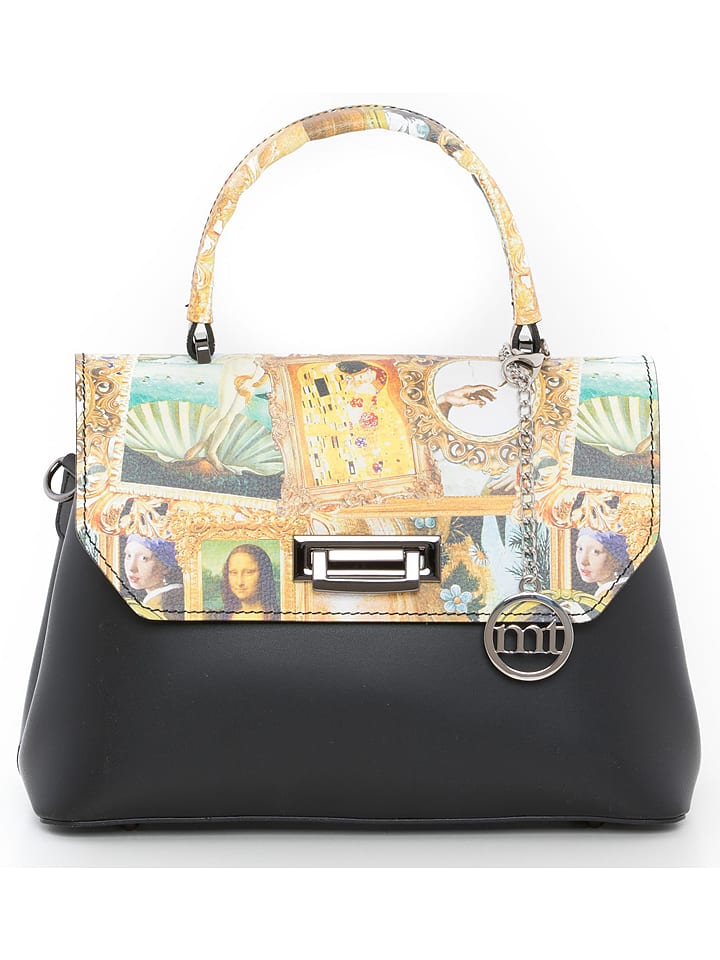 Mia Tomazzi Skórzana torebka "Pantano" w kolorze czarnym ze wzorem - 28 x 20 x 12 cm rozmiar: onesize
