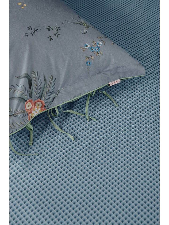 PiP Studio Perkalowe prześcieradło "Suki" w kolorze niebieskim na topper na gumce rozmiar: 100x200 cm