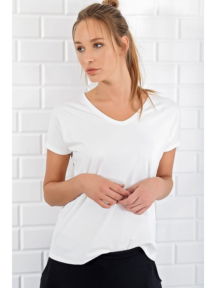 Chezalou Koszulka w kolorze białym rozmiar: S