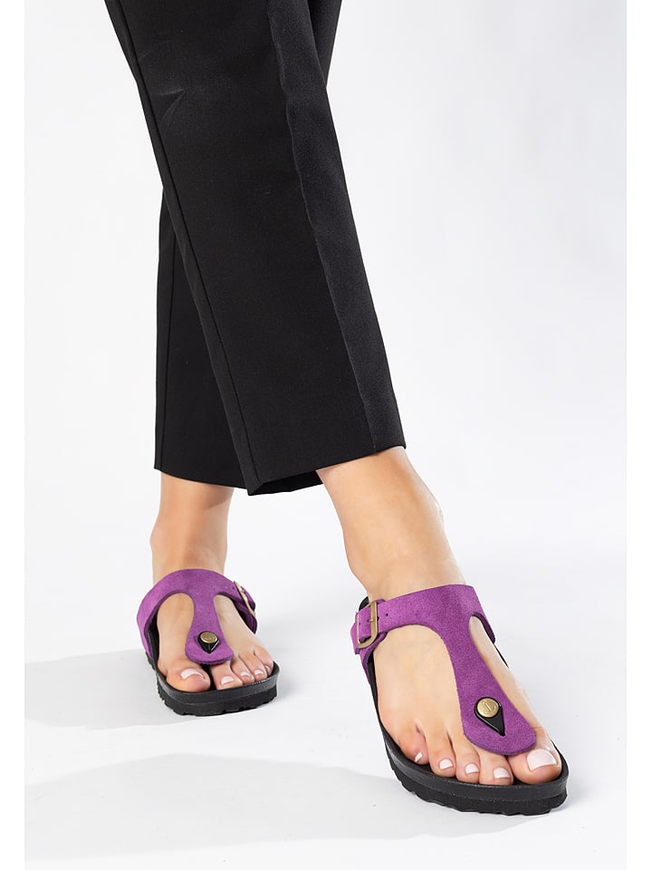 BAYTON Skórzane japonki "Mercure" w kolorze czarno-fioletowym rozmiar: 39