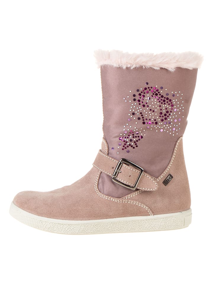 lamino Skórzane kozaki zimowe w kolorze jasnoróżowym rozmiar: 27