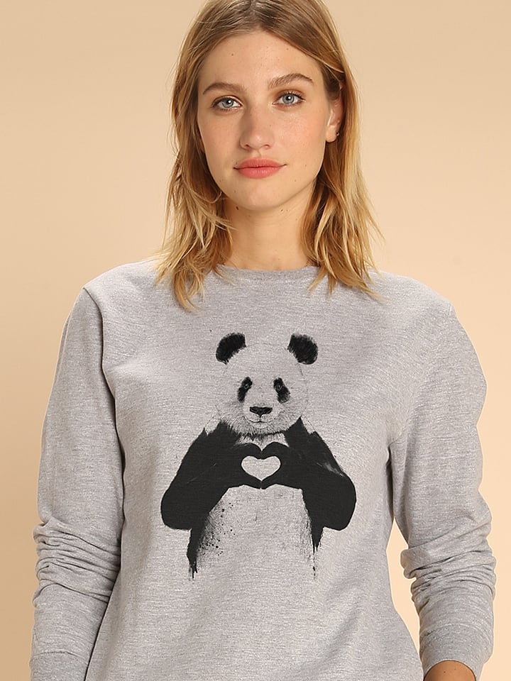 WOOOP Bluza "Love Panda" w kolorze szarym rozmiar: L