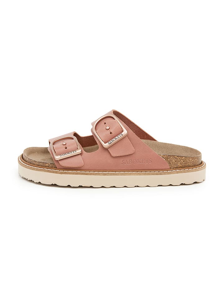 SABOKETS Skórzane klapki w kolorze jasnoróżowym rozmiar: 40