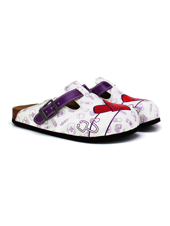 Calceo Chodaki w kolorze białym ze wzorem rozmiar: 38