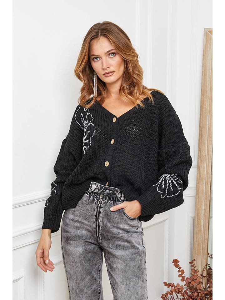 Joséfine Kardigan "Beegees" w kolorze czarnym rozmiar: L