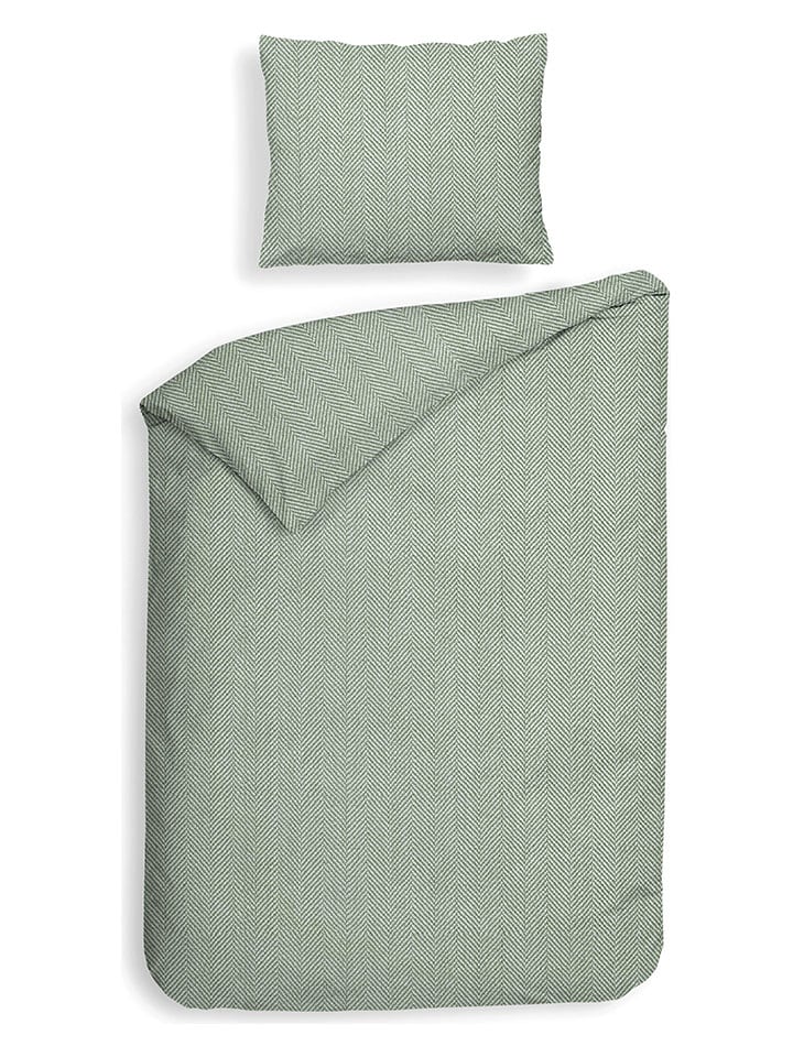 HNL Komplet pościeli flanelowej "Spina" w kolorze zielonym rozmiar: 135x200 cm