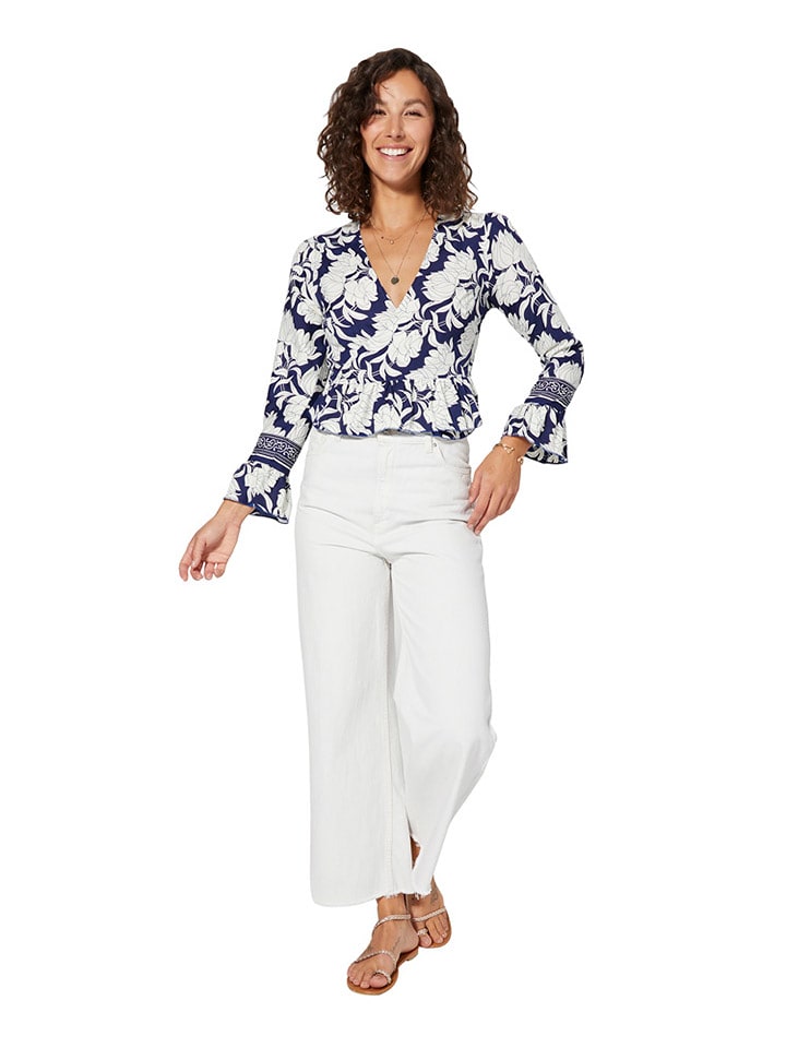 Aller Simplement Bluzka w kolorze granatowo-białym rozmiar: 38/40