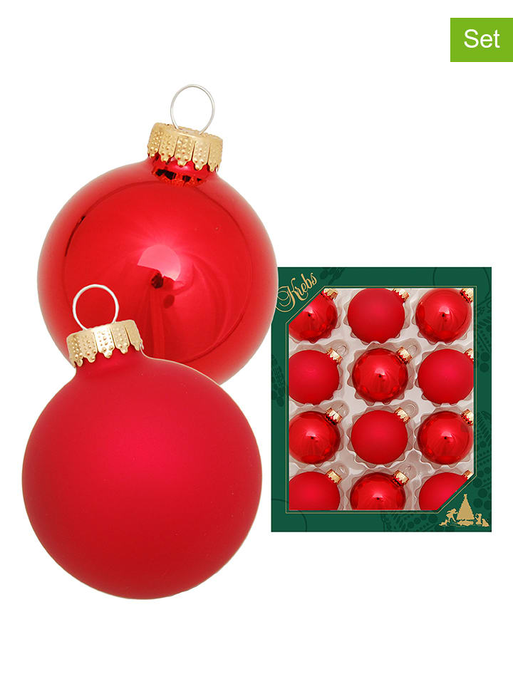 Krebs Glas Lauscha Bombki (12 szt.) w kolorze czerwonym - Ø 5 cm rozmiar: onesize