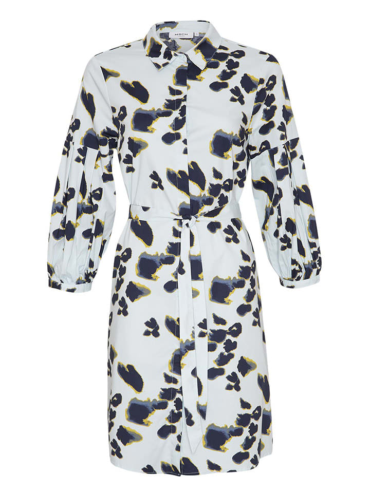 MOSS COPENHAGEN Sukienka "Sola Cenilla" w kolorze biało-granatowym rozmiar: S