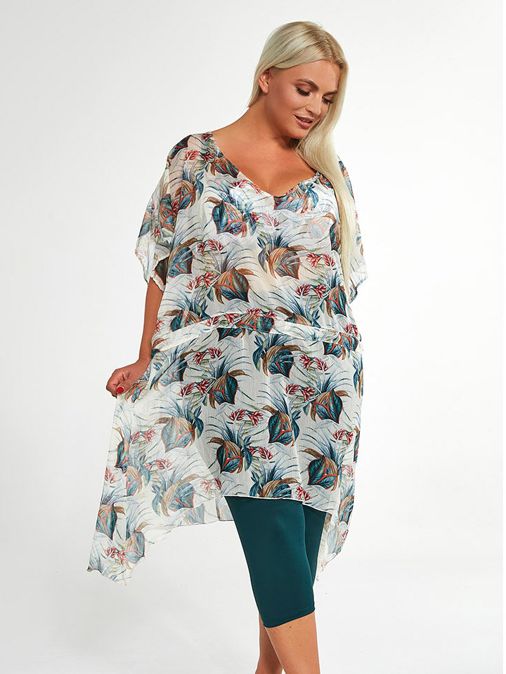 Kris Line Tunika "Sorento" w kolorze kremowo-zielonym rozmiar: L/XL